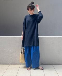 週末限定お値下げ　カレンソロジー　リネンクルーネックニットチュニック 週末限定お値下げ カレンソロジー リネンクルーネックニット