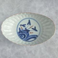 古伊万里 色絵 亀甲 澤瀉 染付変形皿 江戸時代 金直し 金継ぎ アンティーク 古伊万里 色絵 亀甲 澤瀉 染付変形皿 江戸時代 金直し 金継ぎ