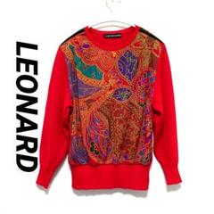 LEONARD　レオナール　トップス　ニット　　赤系　サイズМ　シルクブレンド
