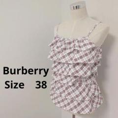 BURBERRY BLUE LABEL ピンクチェックキャミソール・フリルリボン Burberry Blue Label チェック柄フリルキャミソール 38 - メルカリ