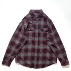 00s GEORGE オンブレ チェック シャツ 3XL ブラック グレー