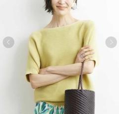 MICHEL KLEIN ボートネックニット　薄黄色　M プルオーバー