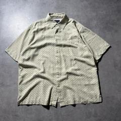 TOSCANO シルク 幾何学 模様 パターン 黄緑 和柄 デザイン シャツ