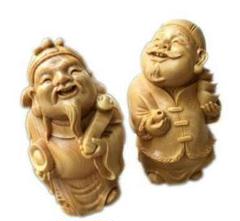 芸術作品 木彫り 招財 飾り物 ペア