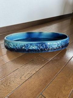 水盤生け花華道大型青ブルー楕円オーバル
