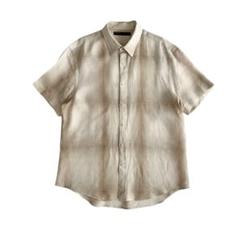 【希少】90s ペリーエリス オンブレチェック 半袖リネンシャツ XL