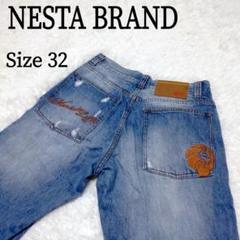 NESTABRAND ネスタブランド デニム 刺繍 刺繍ロゴ 32 ダメージ加工