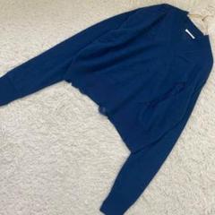 HELMUTLANG ダメージ加工ニット ブルー S カジュアル オシャレ
