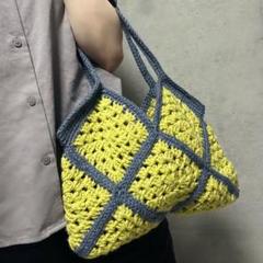 モチーフ繋ぎのハンドバッグ◎サブバッグ ハンドメイド グラニースクエア