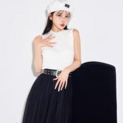 ダーリッチ♡ベーシックノースリリブニットトップス　ホワイト
