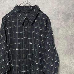 00s 半袖　柄シャツ　メンズL 古着　個性派　奇抜　黒