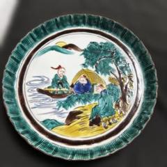 九谷焼　古九谷　色絵　海老文　大皿　飾皿　直径約36㎝　時代箱付　VR8142C 九谷焼 古九谷 色絵 海老文 大皿 飾皿 直径約36㎝ 時代箱付 VR8142C