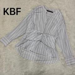 KBF ストライプ ウエストリボン 長袖シャツ