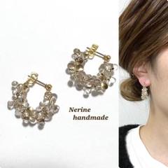 ブロンズライン ハンドメイド ピアス イヤリング