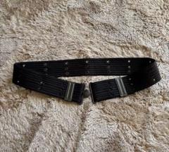 未使用★ラルフローレン レディース ワイドベルト 上質レザー＆ゴム素材 紺、銀 POLO RALPH LAUREN ラルフローレン Signature Pony Leather Belt