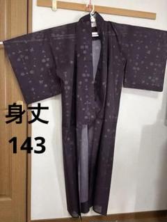 紫色 花柄 小紋 着物　薄物　夏着物　茄子紫　葉柄　茄子紺 紫色 花柄 小紋 着物 薄物 夏着物 茄子紫 葉柄 茄子紺 - メルカリ