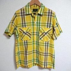 美品 日本製 BEAMS+ 刺し子チェック オープンカラーシャツ イエロー