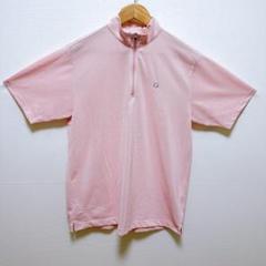 ☆IGNIO (L) ボーダー ハーフジップ ICOOL 半袖 シャツ ピンク
