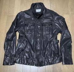 モルガンオム 黒レザーシングルライダースジャケット 黒 レザー シングルライダースジャケット