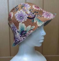 和柄　花柄　帽子　バケットハット　ハンドメイド