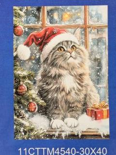 クリスマス猫刺しゅうキット 30x40cm