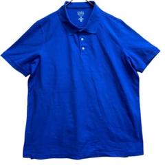 クラフト＆バロー　半袖ポロシャツ　青無地　XXL　丈長 大きいサイズ【2321