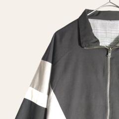 ブルゾン マルチカラー リバーシブル 黒×グレー×白 ラグラン Lサイズ
