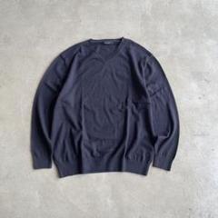 00s NAUTICA ガゼット 前V コットンニット ネイビー