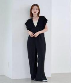 【新品未使用】kastane ギャザーオールインワン　サイズ1 ブラック セール】【2サイズ展開/低身長サイズ】ギャザーオールインワン