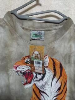 タイダイ染め 和柄 虎 タイガープリントＴシャツ L的縮圖