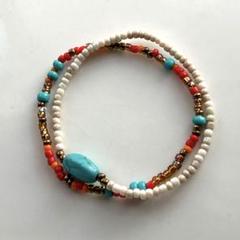 【メルカリ便】アジアン ハンドメイド ビーズブレスレット 2点セット