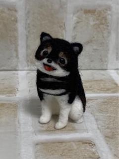 柴犬 羊毛 羊毛フェルト ハンドメイド 黒柴 キーホルダー 羊毛