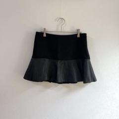 3307【ZARA】ミニスカート　異素材　フェイクレザー　黒　ＸＳ　ギャルのサムネイル