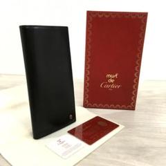 未使用品 Cartier 二つ折り札入れ パシャ レザー ブラック 197