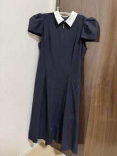 FOXEY NEW YORK ネイビー 半袖 白襟ワンピース