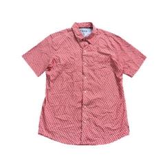 7SM4【IZOD】フラミンゴ柄　総柄シャツ　個性的　L 古着used