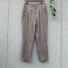 【ザラ】M♡カジュアルパンツ ストライプ ハイウエスト 多少ストレッチ 茶系