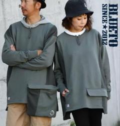 未使用 タグ付き BLUETO ブルート 活性染め 左脱着ポケット付きスウェット