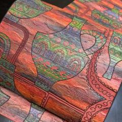 5-257 名古屋帯 八寸 美品 正絹 着物 松葉仕立て