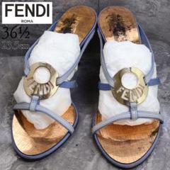 【美品】フェンディ サンダル ズッカ 柄 茶 厚底 ウェッジソール 約22.5 FENDI フェンディ ズッカ柄 厚底ヒール サンダル ブラウン
