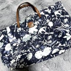 GUCCI チルドレンズ トートバッグ キャンバス フラワー ネイビー レザー GUCCI チルドレンズ トートバッグ キャンバス フラワー ネイビー