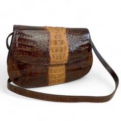 crocodile skinクロコダイルスキン　合皮 ショルダーバッグ ブラウン crocodile skinクロコダイルスキン 合皮 ショルダーバッグ