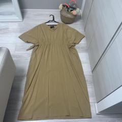 美品 トゥモローランド コレクション リネンウエストギャザーワンピース キャメル