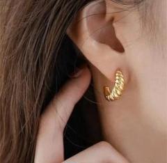☆上位人気☆ サージカルステンレス 金アレ しましま フープピアス シルバーゴー
