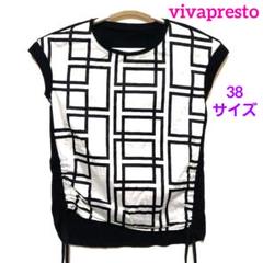 vivapresto 幾何学模様 ノースリーブ シャツ トップス