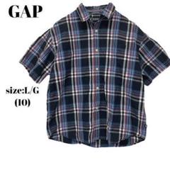 ギャップ　GAP KIDS 半袖シャツ　チェックシャツ　ブルー系