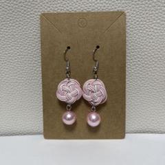 ハンドメイド【水引】ピアス 梅結び ピンク
