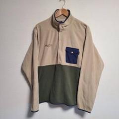 9090 フリースジャケット プルオーバー スタンドカラー ロゴ 刺繡 L 長袖