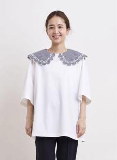 m*i様 yori ギンガムスカラップカットソー　美品 yori ギンガムスカラップカラーカットソー 美品