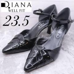 ダイアナdiana エナメルパンプス アンクルストラップ クロス